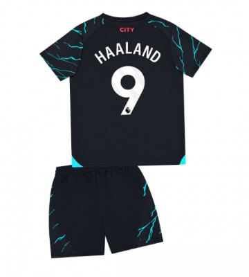 Manchester City Erling Haaland #9 Tercera Equipación Niños 2023-24 Manga Corta (+ Pantalones cortos)